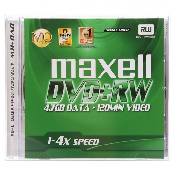 麦克赛尔(maxell)DVD+RW光盘 刻录光盘 光碟 可擦写空白光盘 4速4.7G台产 1片盒装